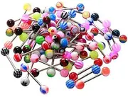 [Yoogeer] 50Pcs Colorful Women Mixed Nipple Tongue Rings Barbells Body Piercing Jewelry (Random Color)