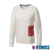 在飛比找momo購物網優惠-【K-SWISS】刷毛圓領上衣 Sweatshirt-女-米