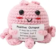 Positive Crochet Octopus, Knitted Positive Octopus Doll with Encouragement Card, Hand Woven Decorations, Emotional Support Crochet Doll for Friends