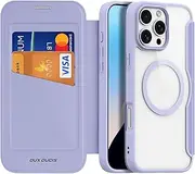 Jarttarn Wallet Card Insert Leather Case Compatible with iPhone 16 Pro Max, Flip Stand Fall Magnetic Prevention Case Support Wireless Charging for iPhone 16 Pro Max (Purple)