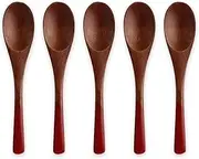 J-Kitchens Wooden Paint Sorting Multi-Spoon, Small, Red, Set of 5, 4.8 x 1.0 inches (12.3 x 2.5 cm), Current Model
