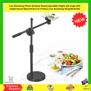 Live Streaming Phone Desktop Stand,Adjustable Height and Angle with Stable round