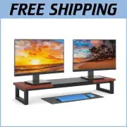 Elegant Dual Monitor Stand Riser - 39Inch Wooden Desk Organizer for Office