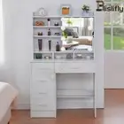 LED Dressing Table Makeup Desk with Sliding Mirror Bedroom Vanity Set 5 Drawers
