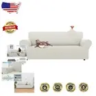 Elegant Ivory Sofa Cover with Elastic Bottom - Large Stretch Fit for Pets & Kids