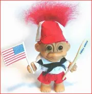 New CAMP TROLL BOY USA American Flag Oar RED Russ 1990 Patriotic OLD STOCK