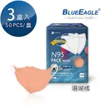 【藍鷹牌】N95醫用3D立體成人口罩壓條款-珊瑚橘（50片X3盒）廠商直送