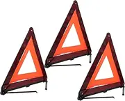 Roadside Hazard Triangle Warning Signs 3-piece Set Weighted Base for Stability