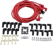 8mm Red Spark Plug Wires Set with 90 Degree Boots Universal Fit