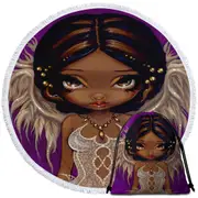 Lovely Eyes Angelic Beautiful Big Eyes Fairy Round Beach Towel
