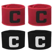 Soccer Captain, Soccer Captain Armbands Elastic Adjustable (2 Pack, Red/Black)