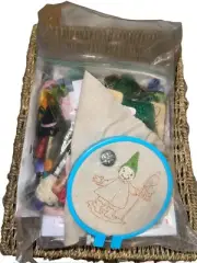 VTG Fairycore Linen Crewel Embroidery Kit LOT Elves Gnomes Sprites Rabbit Forest