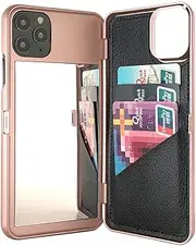W7ETBEN iPhone 11 Pro Max Case,Hidden Back Mirror Wallet Case with Stand Feature and Card Holder for Apple iPhone 11 Pro Max (2019) 6.5 inch (Rose Gold)
