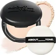 ABOUT TONE Blur Powder Pact - Pressed Powder Compact with Mirror and Puff Makeup Setting Finishing Blurring Natural Translucent Lightweight Face Sebum Oil Control Vegan Formula Korean Face Makeup (1.5 COOL FAIR)