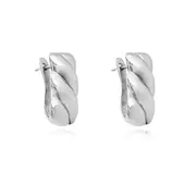 Culturesse Velma Twisted U Huggie Earrings Sterling Silver White Rhodium Plating