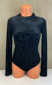 AllSaints Women's Black Elia Devore Bodysuit Size Small -