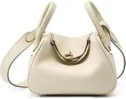 [Roymi] Versatile Shoulder Messenger Bag Genuine Leather Doctor Bag Commuter Bag Mini Handbag, White, One Size