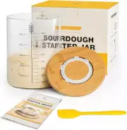 Sourdough Starter Kit, 50Oz Glass Jar, Wide Mouth Crock with Lid & Spatula