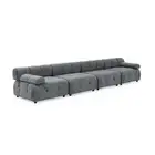 Foret 4 Seater Sofa Modular Arm Seat Tufted Velvet Lounge Couch Chaise Dark Grey