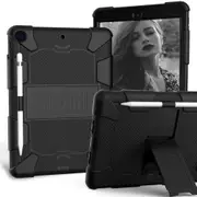 Catzon Silicone+PC Case 3-Layer Anti-fall Protective Cover Tablet Stand For iPad 7 10.2 inch(2019)-8black