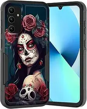 [KJFHDJFDH] for Galaxy A35/A55 5G Case,Dual Layer Hybrid Heavy Duty Rugged Shockproof Hard PC +Soft Silicone Protective Case for Samsung Galaxy A55 5G/A35 5G 6.6",Skull Rose Girl