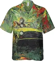 [ORCAE] Funny Vintage Monkey Ape Hawaiian Shirts for Men, Women, Regular Fit Casual Button-Down Shirt, Travel Beach Shirt
