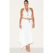 Plus White Woven Seam Detail Maxi Skirt, White