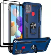 For Samsung Galaxy A21S Case wit Screen Protector, Military Class with 360,Blue