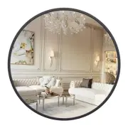 Round Mirror 36 Inch Black Metal Framed Wall Mounted Circle Mirror for Living