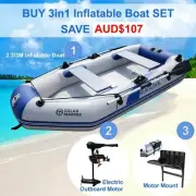 2.3/3M Inflatable Boat Raft Sets with 40/66Lbs Trolling Motor & Motor Mount