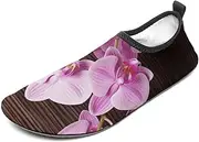 [BTCOWZRV] Water Shoes for Women Men Orchid Flower Water Sports Shoes Slip-on Breathable Lightweight Athletic Aqua Sock