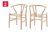 Set of 2 Matt Blatt Hans Wegner Wishbone Chairs Replica (Beech Wood/Natural)