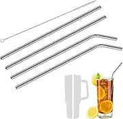 4PCS Durable Stainless Steel Replacement Straws with 1 Cleaning Brush - Reusable, Easy to Clean,Convenience, Leak-Resistant, BPA-Free Straw Set
