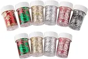 Vaguelly 10Pcs Assorted Color Nail Decals Foil Mesh Stickers for Women Easy to Apply Manicure Art Decorations Sparkling Design for Creative Nail Art
