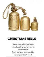 Christmas Bells Set of 3 Handmade Vintage Rustic Harmony Giant Hanging Cow Bell