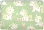 Delicate Cartoon Unicorns Light Green Diaper Mats Soft Absorbent Crib Pee Mattress Pad Breathable Pee Mats for Kids Adults Pets , 52" L x 34" W panales de cama para