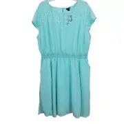 Torrid Crochet Lace Skater Dress Clip Dot Blue NWT Size 1X 14 - 16 Boho Feminine