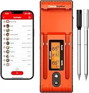 ThermoPro Twin TempSpike 500 FT Truly Wireless Meat Thermometer with 2 Meat Probes, Bluetooth Meat Thermometer with LCD-Enhanced Booster, Meat Thermometer Wireless Probe for Rotisserie BBQ Grill Oven