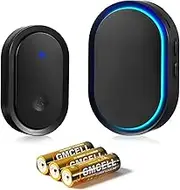 Wireless Bell Set, 300 m Wireless Range, IP55 Waterproof, Electronic Doorbell, Front Doorbell with Plug-in Receivers, 60 Melodies, 5 Volume Levels, Black, Plastic