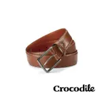 【CROCODILE】鱷魚皮件 休閒皮帶推薦 打洞真皮皮帶 中性皮帶 35MM-0102-35010-咖啡(男女適用 送禮推薦)