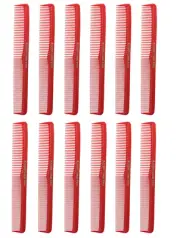 Allegro 400 Barber Combs - All Purpose Cutting Combs, 12 Pk. (Red)