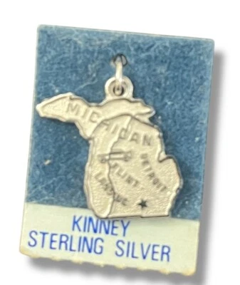 Sterling Silver 925 State of Michigan Charm Pendant Kinney