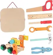 Milisten 1 Set Wooden Tool Set Educational Stem Construction for Boys DIY Pretend Play Tool Box Montessori Learning for Role Play and Imagination Boost