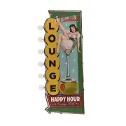 Treasure Gurus Happy Hour Vintage Cocktail Lounge Light Up Tin Metal Pinup Si...