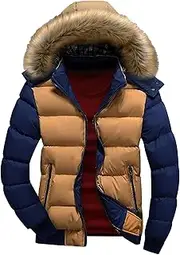 [JEShifangjiusu] Men's Long Sleeve Waterproof Padlock Warm Coat With Hat, Color Khaki 1, 3XL