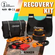 4WD Complete Recovery Kit BUNKER INDUST Bag Snatch Strap Dampener Off Road