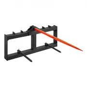 VEVOR 49" Hay Spear, Bale Spears 726kg Loading Capacity, Skid Steer Loader Tractor Attachment with 2pcs 17.5" Stabilizer Spears, Quick Attach Spike Fo