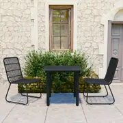 3 Piece Outdoor Dining Set Poly Rattan and Glass vidaXL