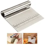 Bench Scraper Stainless Dough Chopper Measure Pastry Baking Kitchen