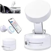 [AUKSKY] Vacuum Magnetic Phone Holder – 360° Rotatable, Foldable Car Mount with Windshield Suction Cup & Metal Ring Compatible with iPhone, Samsung All Smartphones, White